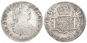 FERNANDO VII (1808-1833). 1 Real (Ar. 3,40g/21mm). 1813. México JJ. (Cal-2019-608). EBC. Leves rayitas y raya en cuello. Rara.