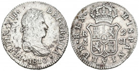 FERNANDO VII (1808-1833). 2 Reales (Ar. 5,94g/27mm). 1810. Cádiz CI. (Cal-2019-725). Marca de ceca grande. MBC.