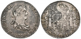 FERNANDO VII (1808-1833). 4 Reales (Ar. 13,34g/29mm). 1814. Guadalajara MR. (Cal-2019-1039). Busto de 1815. MBC. Bonita pátina y buen ejemplar para es...
