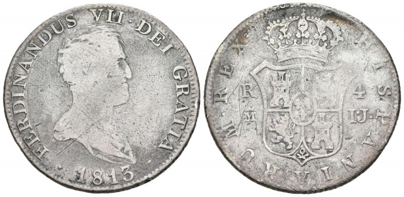 FERNANDO VII (1808-1833). 4 Reales. (Ar. 12,73g/32mm). 1813. Madrid IJ. (Cal-201...