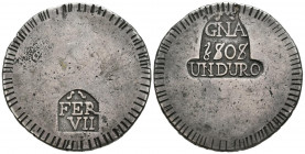 FERNANDO VII (1808-1833). Un Duro. (Ar. 25,81g/40mm). 1808. Gerona. (Cal-2019-1201). MBC.