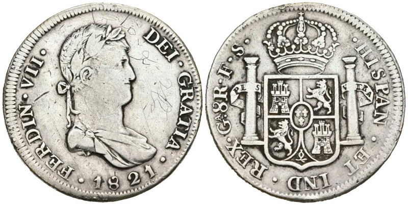 FERNANDO VII (1808-1833). 8 Reales. (Ar. 26,62g/40mm). 1821. Guadalajara FS. (Ca...