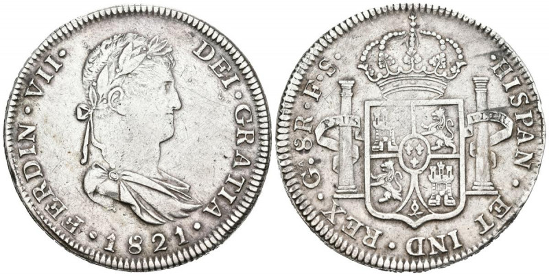 FERNANDO VII (1808-1833). 8 Reales (Ar. 26,39g /47mm). 1821. Guadalajara FS. (Ca...