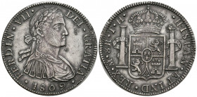 FERNANDO VII (1808-1833). 8 Reales. (Ar. 26,91g/40mm). 1809. México TH. Busto imaginario. (Cal-2019-1308). MBC+.
