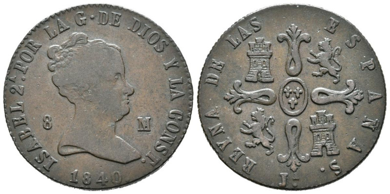 ISABEL II (1833-1868). 8 Maravedís. (Ae. 9,60g/29mm). 1840. Jubia. (Cal-2019-107...