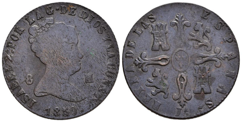 ISABEL II (1833-1868). 8 Maravedís (Ae. 8.33g/28mm). 1850. Jubia. (Cal-2019-117)...