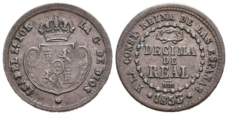 ISABEL II (1833-1868). Décima de Real. (Ae. 3,78g/22mm). 1853. Segovia. (Cal-201...