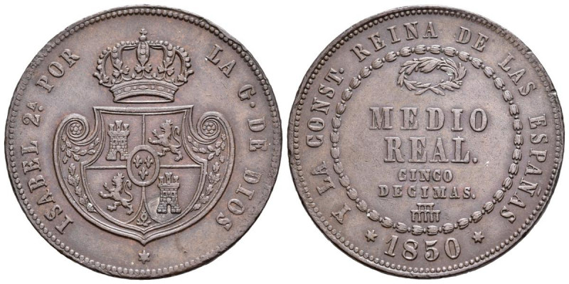 ISABEL II (1833-1868). 1/2 Real o 5 Décimas. (Ae. 18,70g/32mm). 1850. Segovia. (...