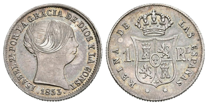 ISABEL II (1833-1868). 1 Real. (Ar. 1,29g/15mm). 1853. Barcelona. (Cal-2019-276)...