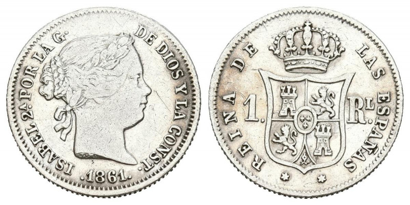 ISABEL II (1833-1868). 1 Real (Ar. 1,28g/15mm). 1861. Madrid. (Cal-2019-310). MB...