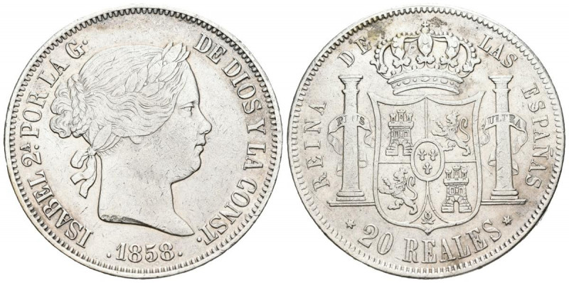 ISABEL II (1833-1868). 20 Reales (Ar. 25,82g/37mm). 1858. Madrid. (Cal-2019-615)...