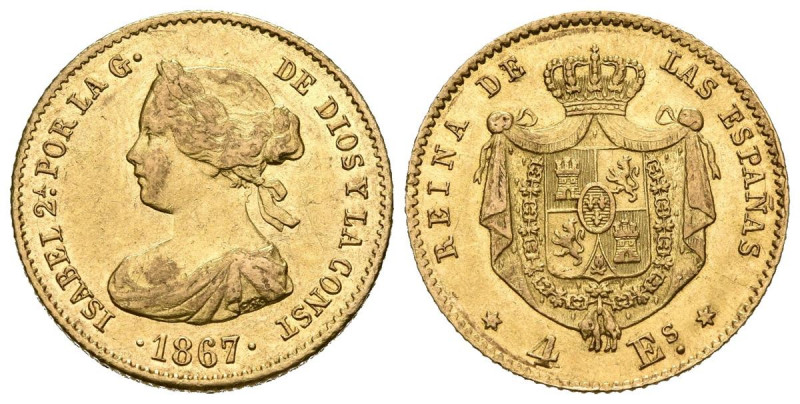 ISABEL II (1833-1868). 4 Escudos (Au. 3,37g/18mm). 1867. Madrid. (Cal-2019-691)....