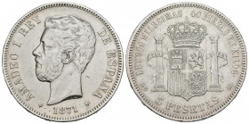 AMADEO I (1871-1873). 5 Pesetas (Ar. 24,91g/36mm). 1871 *18-73. Madrid. (Cal-2019-3). MBC. Rara.