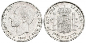 ALFONSO XII (1874-1885). 1 Peseta. (Ar. 5,08/23mm). 1882 *18-82. Madrid MSM. (Cal-2019-20). MBC. Escasa.