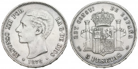 ALFONSO XII (1874-1885). 5 Pesetas. (Ar. 24,81g/37mm). 1878 *18-78. Madrid DEM. (Cal-2019-39). EBC-.
