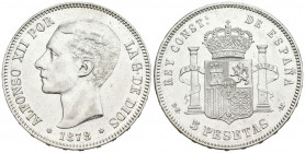 ALFONSO XII (1874-1885). 5 Pesetas. (Ar. 24,92g/37mm). 1878 *18-78. Madrid DEM. (Cal-2019-39). EBC. Marquitas.