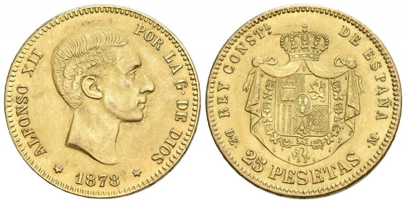 ALFONSO XII (1874-1885). 25 Pesetas. (Au 7,98g/24mm). 1878 *18-78. Madrid DEM. (...