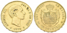 ALFONSO XII (1874-1885). 25 Pesetas. (Au 8,05g/24mm). 1878 *18-78. Madrid EMM. (Cal-2019-71). MBC+.