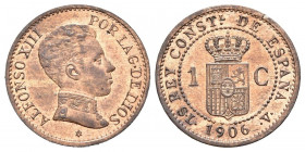 ALFONSO XIII (1885-1931). 1 Céntimo. (Ae. 1,04g/15mm). 1906 *6. Madrid SLV. (Cal-2019-2). SC. Brillo original. Bonito ejemplar.