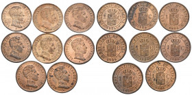 ALFONSO XIII (1885-1931). Conjunto de 8 monedas de 1 Céntimo de 1906 *6. Madrid SLV. Todas en estado SC. A EXAMINAR.