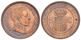 ALFONSO XIII (1885-1931). 2 Céntimos. (Ae. 2,10g/20mm). 1904 *04. Madrid SMV. (Cal-2019-6). SC.