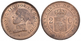 ALFONSO XIII (1885-1931). 2 Céntimos. (Ae. 1,97g/20mm). 1912 *12. Madrid PCV. (Cal-2019-15). SC.