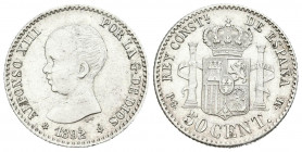 ALFONSO XIII (1885-1931). 50 Céntimos (Ar. 2,45g/18mm). 1892/82 *2-2. Madrid PGM. (Cal-2019-29). EBC. Escasa.