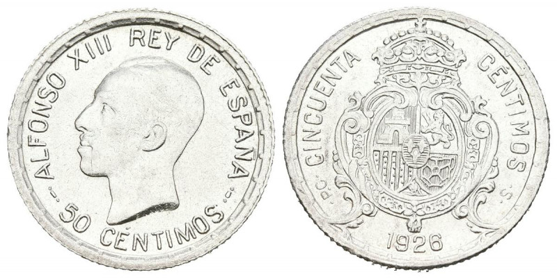 ALFONSO XIII (1885-1931). 50 Céntimos. (Ar. 2,54g/18mm). 1926. Madrid PCS (Cal-2...