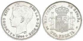 ALFONSO XIII (1885-1931). 1 Peseta. (Ar. 5,03g/23mm). 1899 *18-99. Madrid SGV. (Cal-2019-57). EBC+. Rayitas.