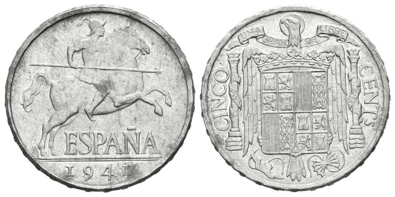 ESTADO ESPAÑOL. 5 Céntimos. (Al. 1,15g/20mm). 1941. Madrid. (Cal-2019-2). SC-.