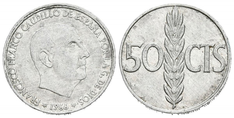 ESTADO ESPAÑOL (1939-1975). 50 Céntimos. (Ni. 0,97g/20mm). 1966 *19-68. Madrid. ...