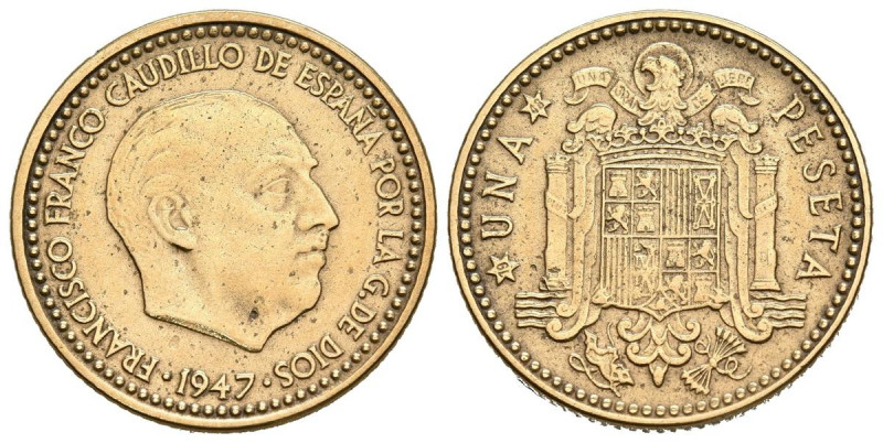 ESTADO ESPAÑOL (1936-1975). 1 Peseta. (Al-Cu. 3,48g/20mm). 1947 *19-48. Madrid. ...