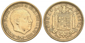 ESTADO ESPAÑOL (1936-1975). 1 Peseta. (Al-Cu. 3,48g/20mm). 1947 *19-48. Madrid. (Cal-2019-46). EBC. Limpiada.