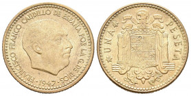 ESTADO ESPAÑOL (1936-1975). 1 Peseta. (Al-Ae. 3,18g/21mm). 1947 *19-52. Madrid. (Cal-2019-52). SC.