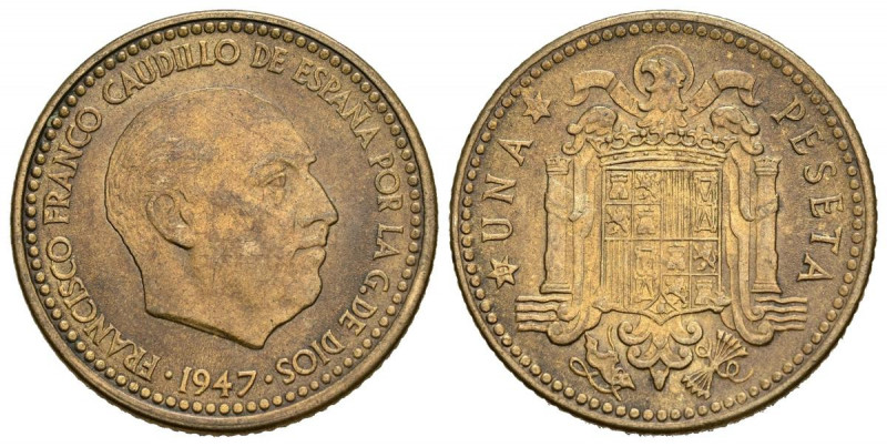 ESTADO ESPAÑOL (1936-1975). 1 Peseta. (Al-Cu. 3,56g/20mm). 1947 *19-54. Madrid. ...