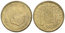 ESTADO ESPAÑOL (1936-1975). 1 Peseta. (Al-Ae. 3,54g/21mm). 1963 *19-67. Madrid. (Cal-2019-67). SC. Acuñación floja.