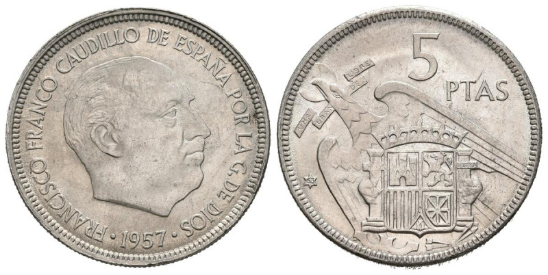 ESTADO ESPAÑOL (1936-1975). 5 Pesetas. (Ni. 5,66g/23mm). 1957 *63. Madrid. (Cal-...