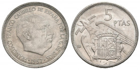 ESTADO ESPAÑOL (1936-1975). 5 Pesetas. (Ni. 5,66g/23mm). 1957 *63. Madrid. (Cal-2019-103). EBC.