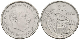 ESTADO ESPAÑOL (1939-1975). 25 Pesetas. (Ni. 8,31g/27mm). 1957 *19-61. Madrid. (Cal-2019-118). MBC+.