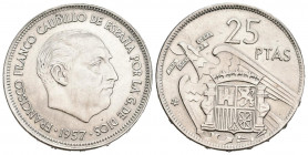 ESTADO ESPAÑOL (1936-1975). 25 Pesetas. (Ni. 8,68g/27mm). 1957 *64. Madrid. (Cal-2019-119). SC.