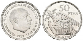 ESTADO ESPAÑOL (1936-1975). 50 Pesetas. (Ni. 12,36g/30mm). 1957 *73. Madrid. (Cal-2019-142). SC. Precioso brillo.