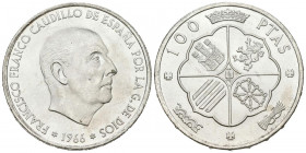 ESTADO ESPAÑOL (1936-1975). 100 Pesetas. (Ar. 18,93g/34mm). 1966 *19-68. Madrid. (Cal-2019-147). SC. Brillo original.