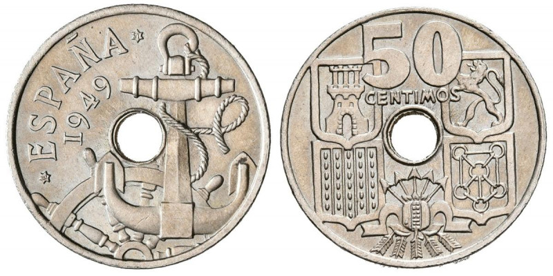 ESTADO ESPAÑOL (1936-1975). 50 Centimos (Cu-Ni. 3,90g/20mm). 1949 *E-51. Exposic...