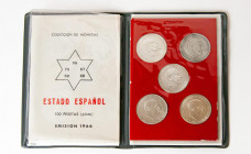 ESTADO ESPAÑOL (1936-1975). Serie numismática de las 100 Pesetas de 1966 (*66,67,68,69 manipulada, y 70). Alto nivel de conservación general. Incluye ...