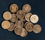 JUAN CARLOS I (1975-2014). Interesante conjunto formado por 16 monedas, 8 parejas, de 100 Pesetas acuñadas en 1982, 1983, 1984, 1985, 1986, 1988, 1992...