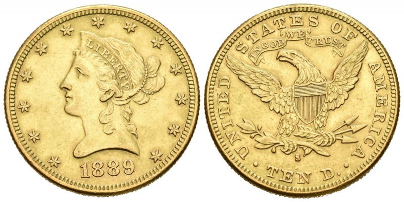 ESTADOS UNIDOS. 10 Dólares. (Au. 16,70g/27mm). 1889. San Francisco S. (Km#102). ...