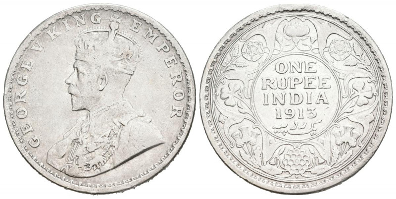 INDIA. 1 Rupia. (Ar. 11,53g/31mm). 1913. Bombay. (Km#524). MBC-.