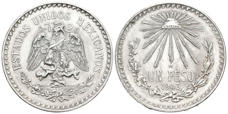 MÉXICO. 1 Peso (Ar. 16,64g/34mm). 1943. (Km#455). EBC+.