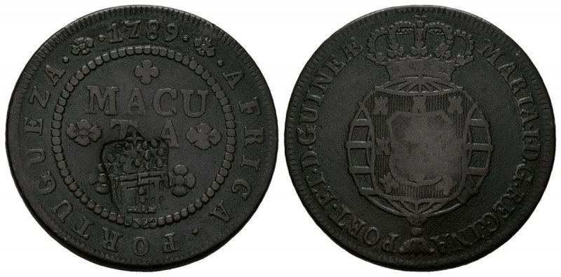 ANGOLA (Portuguesa). 1 Macuta. (Ae. 36,38g/44mm). 1789D. María I (1777-1816). (G...