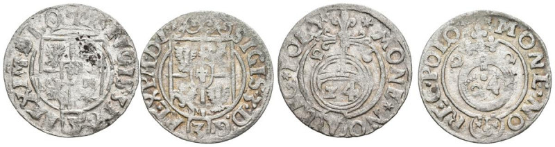 POLONIA. Conjunto formado por 2 monedas de 3 Polker acuñadas en 1622 y 1626 bajo...